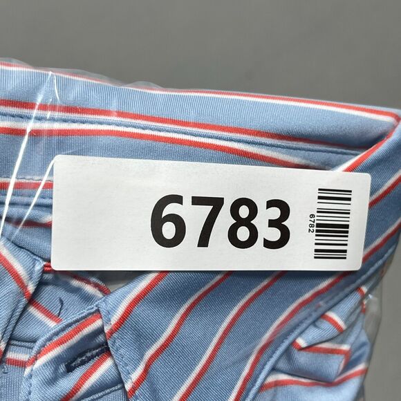 KJUS Golf Polo Shirt Mens Medium 50 Blue Red Performance Athletic Striped Casual - Picture 11 of 11